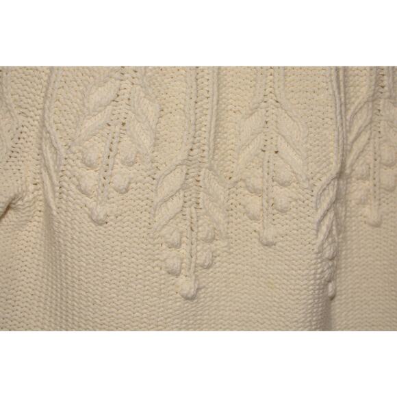 TALBOTS $109 Cotton Blend Cable Knit Pullover Sweater Ivory Medium - Picture 3 of 4